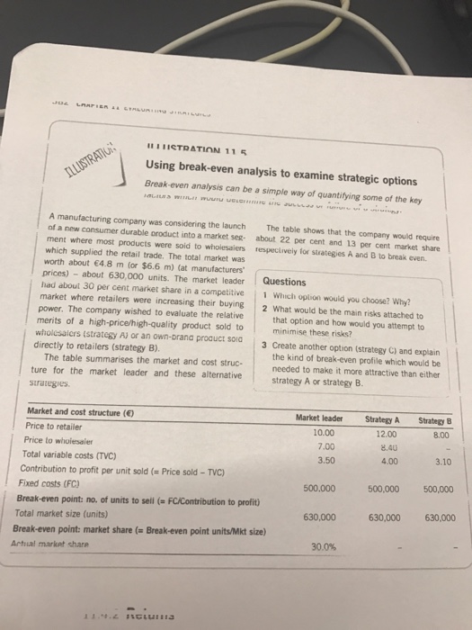 Solved Using Break-even Analysis To Examine Strategic | Chegg.com