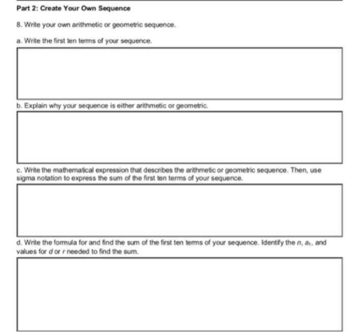 Solved Part 2: Create Your Own Sequence 8.Write your own | Chegg.com