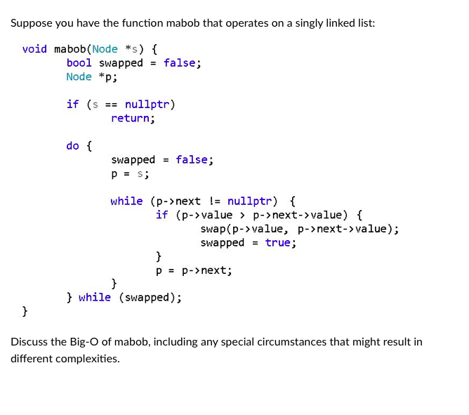 Solved Suppose you have the function mabob that operates on | Chegg.com