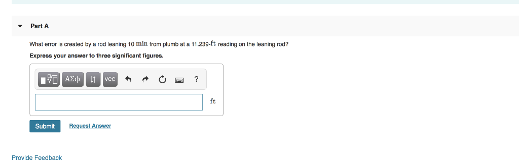 Solved Part A What error is created by a rod leaning 10 | Chegg.com