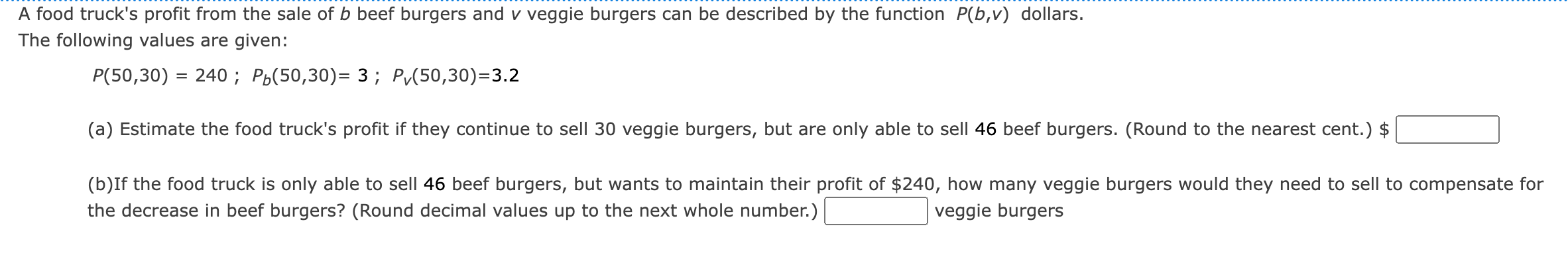 Solved A Food Truck's Profit From The Sale Of B Beef Burgers | Chegg.com