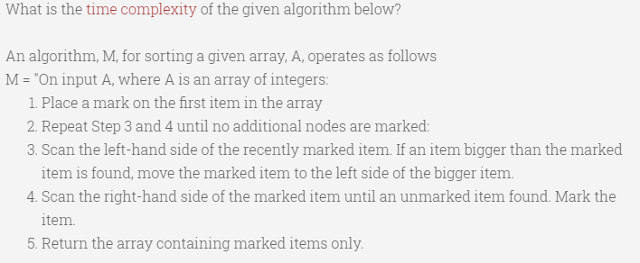Solved What is the time complexity of the given algorithm | Chegg.com
