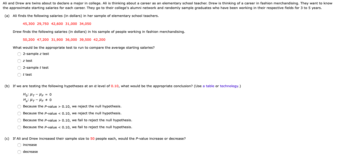 Solved Ali And Drew Are Twins About To Declare A Major In Chegg Com