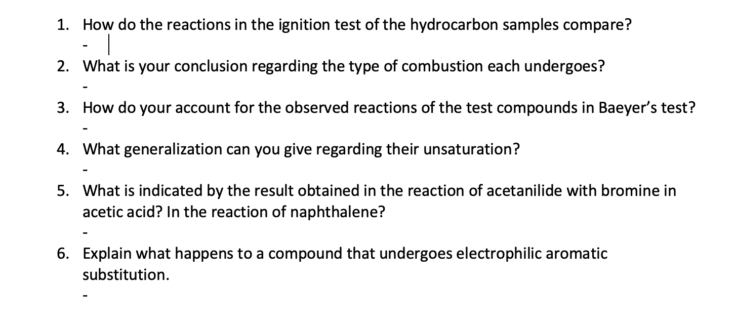 Solved 1. How do the reactions in the ignition test of the