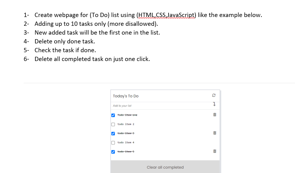 Solved 1- Create Webpage For (To Do) List Using | Chegg.com