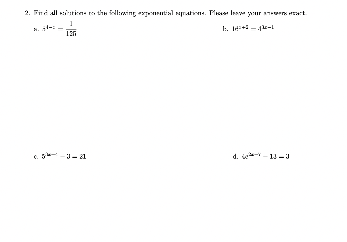 Solved Find all solutions to the following exponential | Chegg.com