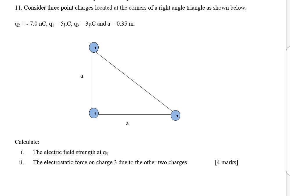 11 Consider Three Point Charges Located At The Chegg 
