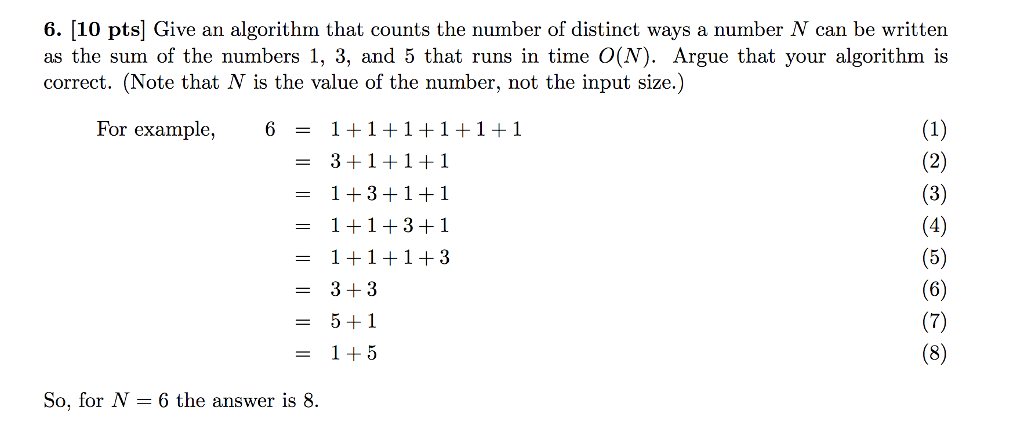 Solved 6. [10 pts] Give an algorithm that counts the number | Chegg.com