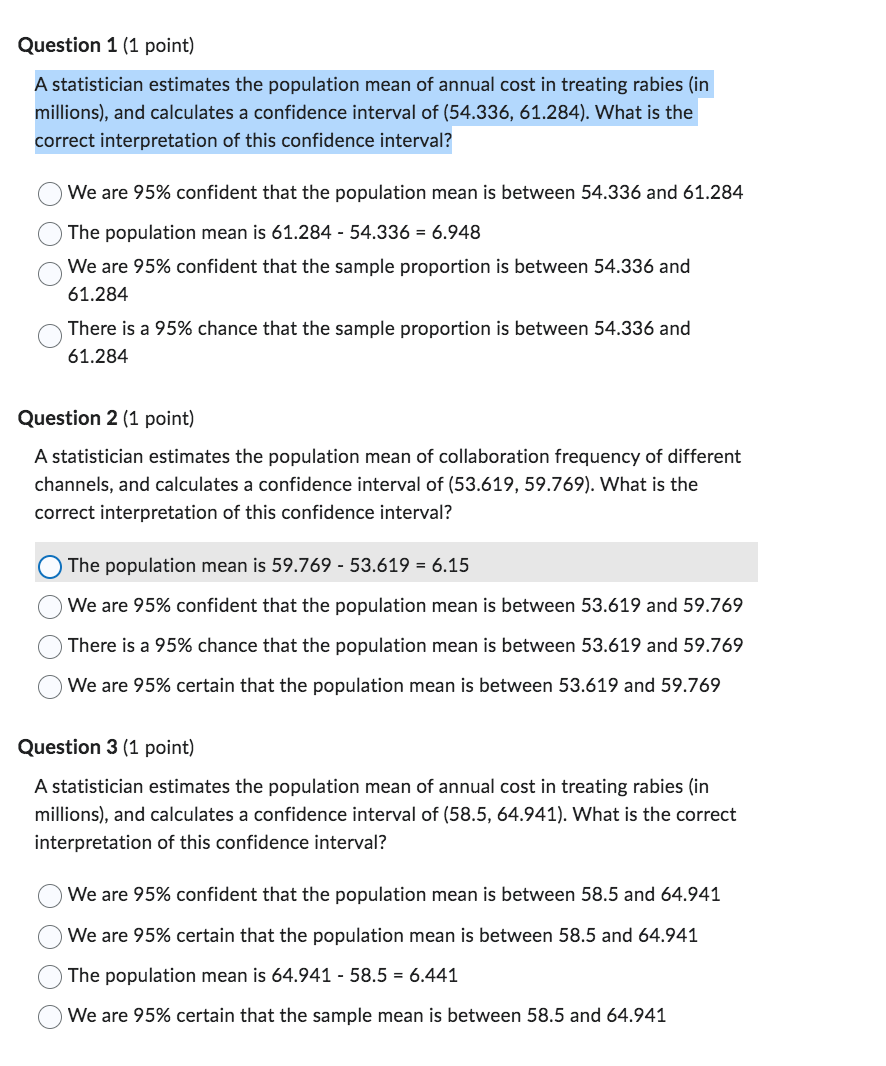 Solved A statistician estimates the population mean of | Chegg.com