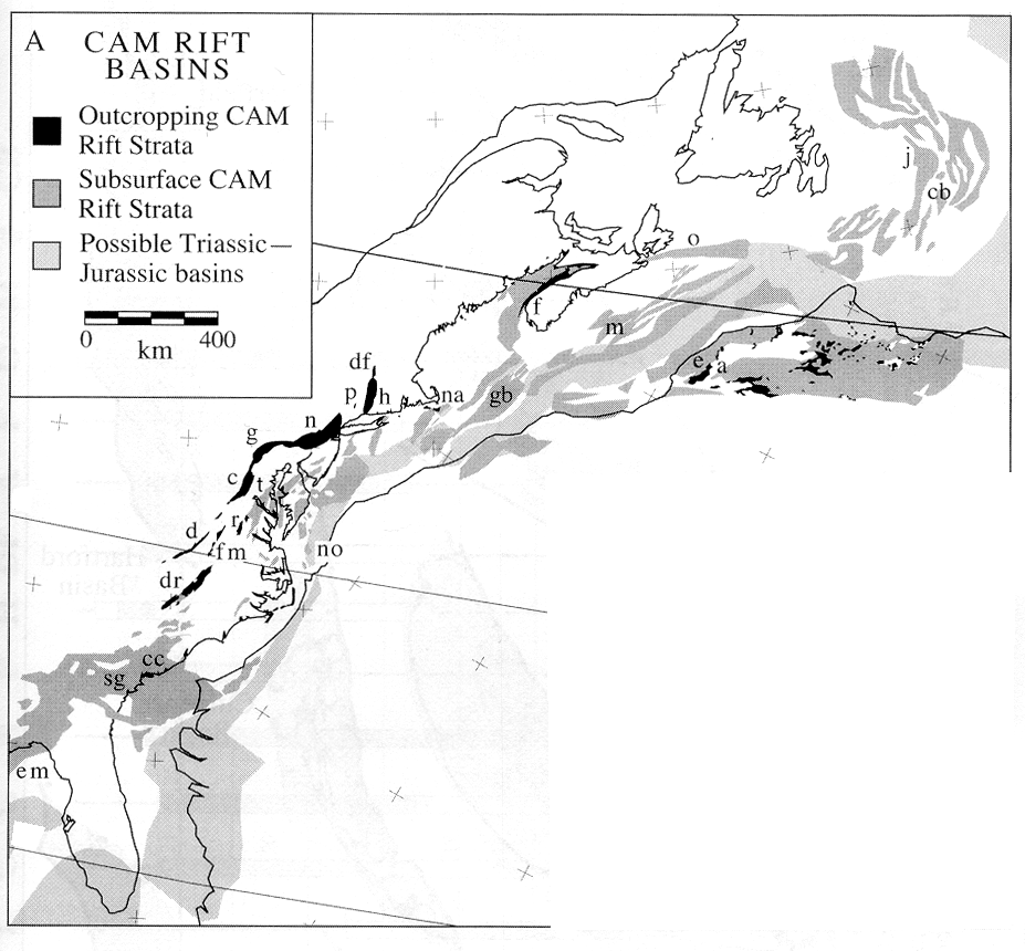 Solved Figure 3. Central Atlantic Margin (CAM) rift basins | Chegg.com