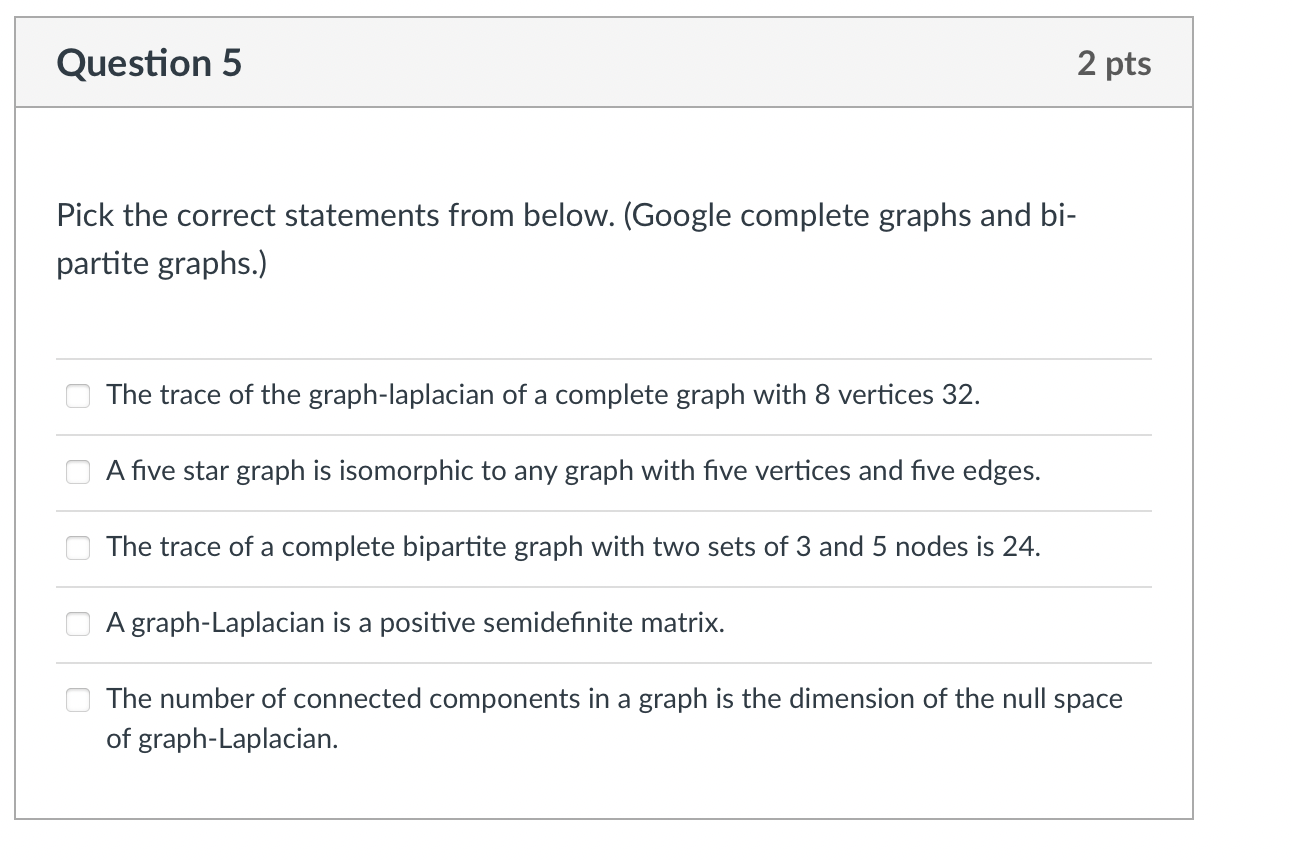 Solved Question 5 2 pts Pick the correct statements from | Chegg.com