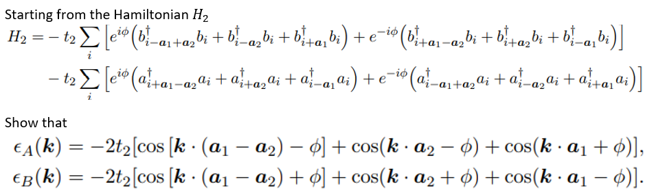 Starting from the Hamiltonian H2 H2 = -t2E | Chegg.com