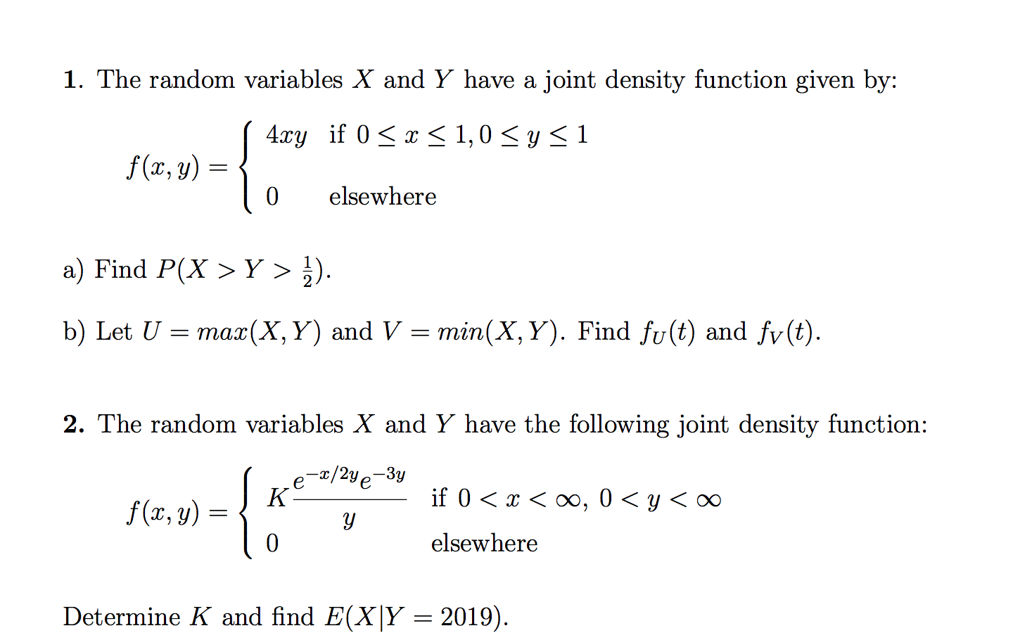 Solved 1 The Random Variables X And Y Have A Joint Densi Chegg Com