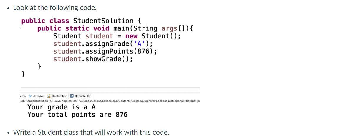 Solved • Look at the following code. public class Student | Chegg.com
