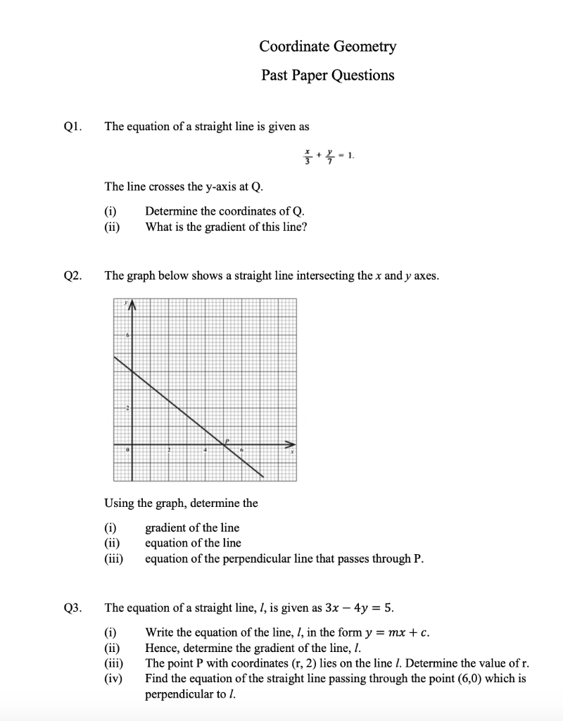 Solved coordinate geometry past paper questions q1 the chegg