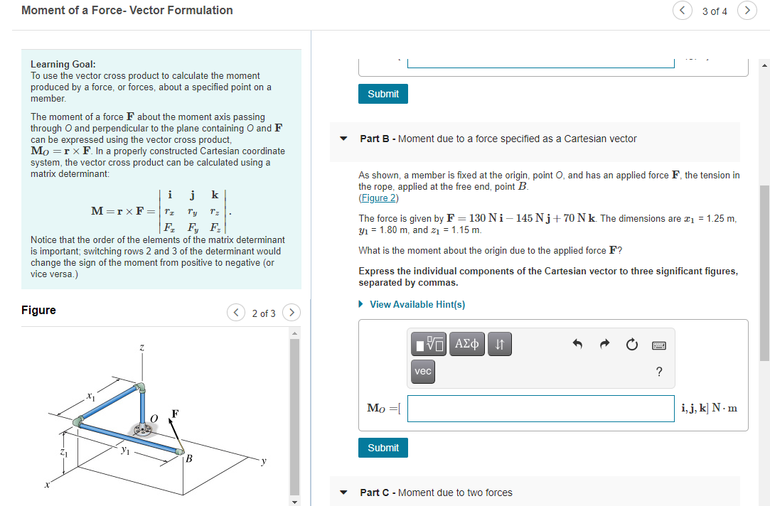 Solved Moment of a Force- Vector Formulation 3 of 4 Part A - | Chegg.com