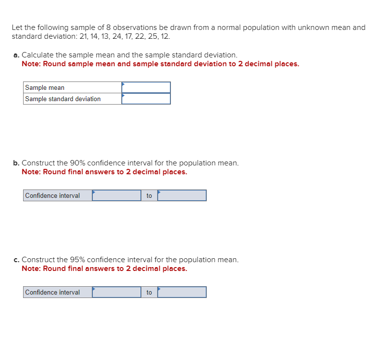 Solved Let the following sample of 8 observations be drawn | Chegg.com