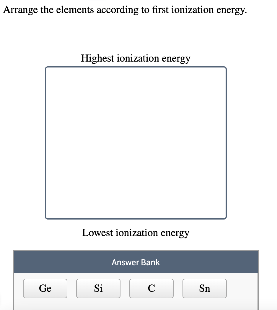 Solved Arrange the elements according to atomic radius, from | Chegg.com