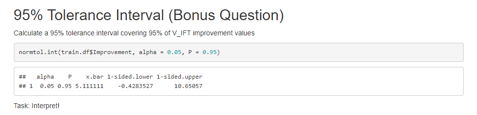 Solved Can someone create a 95% tolerance interval based on | Chegg.com