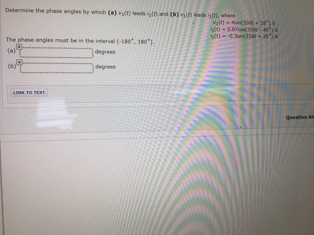 Solved Determine the phase angles by which (a) vi(t) leads | Chegg.com