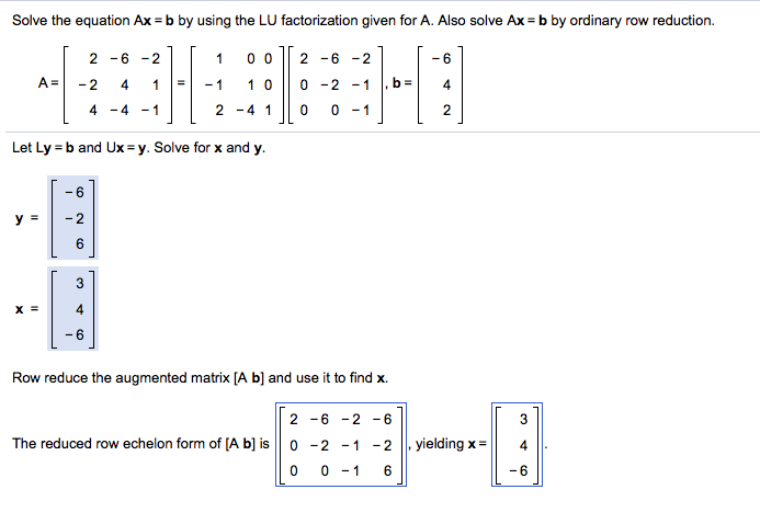 Solved Solve The Equation Ax B By Using The LU Factorization | Chegg.com