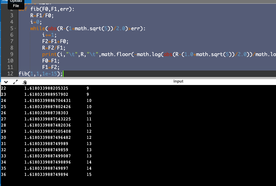 Solved Computing 6 = (1 + V5)/2. a.) Let In denote the nth | Chegg.com