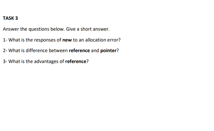 Solved TASK 3 Answer the questions below. Give a short | Chegg.com