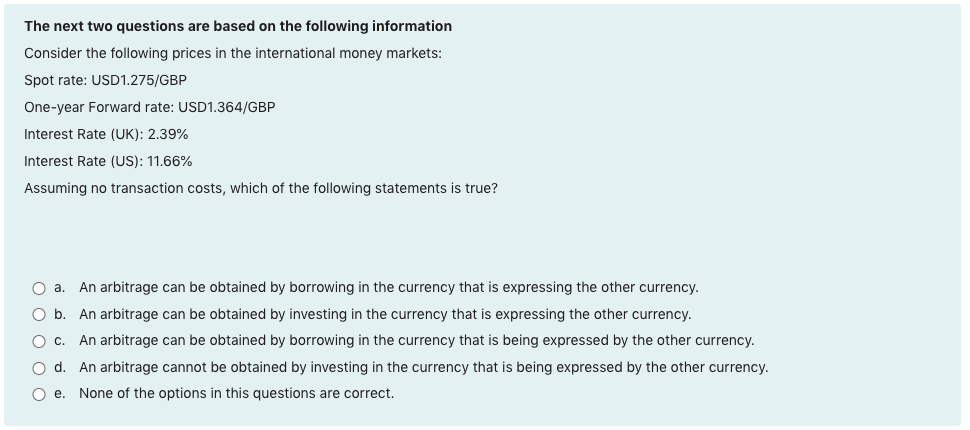 Solved The next two questions are based on the following | Chegg.com