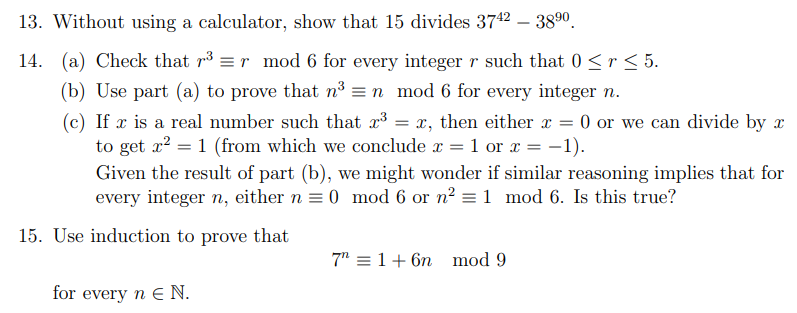 Solved 13. Without using a calculator, show that 15 divides | Chegg.com