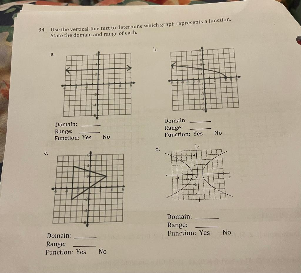 Solved 34. Use the vertical-line test to determine which | Chegg.com