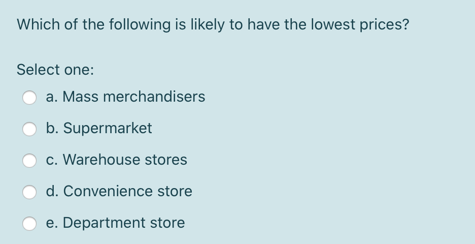Solved Which of the following is likely to have the lowest | Chegg.com