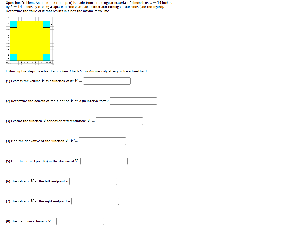 Solved Openbox Problem. An openbox (top open) is made from