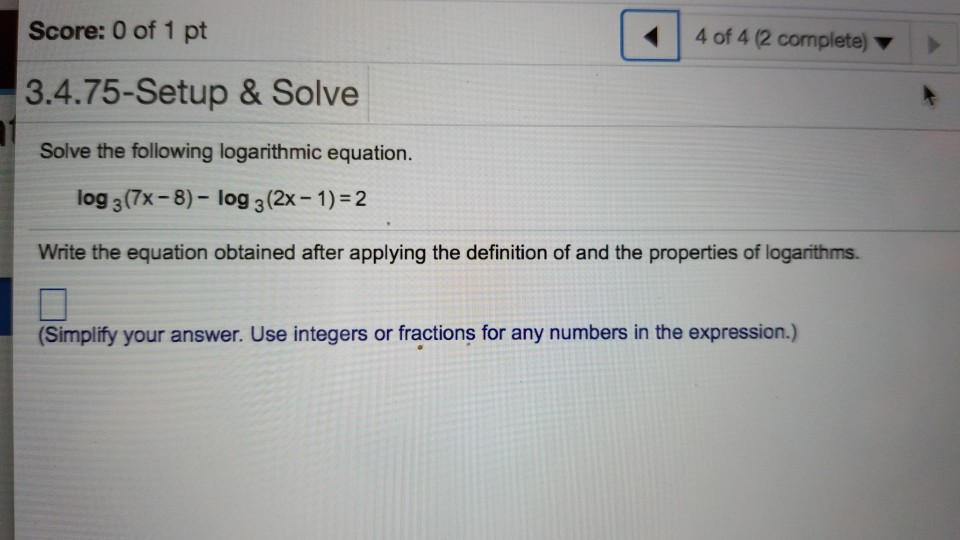 Solved Score 0 Of 1 Pt 4 Of 4 2 Complete 3 4 75 Setup Chegg solved-score-0-of-1-pt-4-of-4-2-complete-3-4-75-setup-chegg