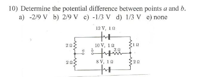 Solved 10) Determine the potential difference between points | Chegg.com