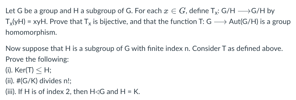 Let G Be A Group And H A Subgroup Of G. For Each X∈G, | Chegg.com