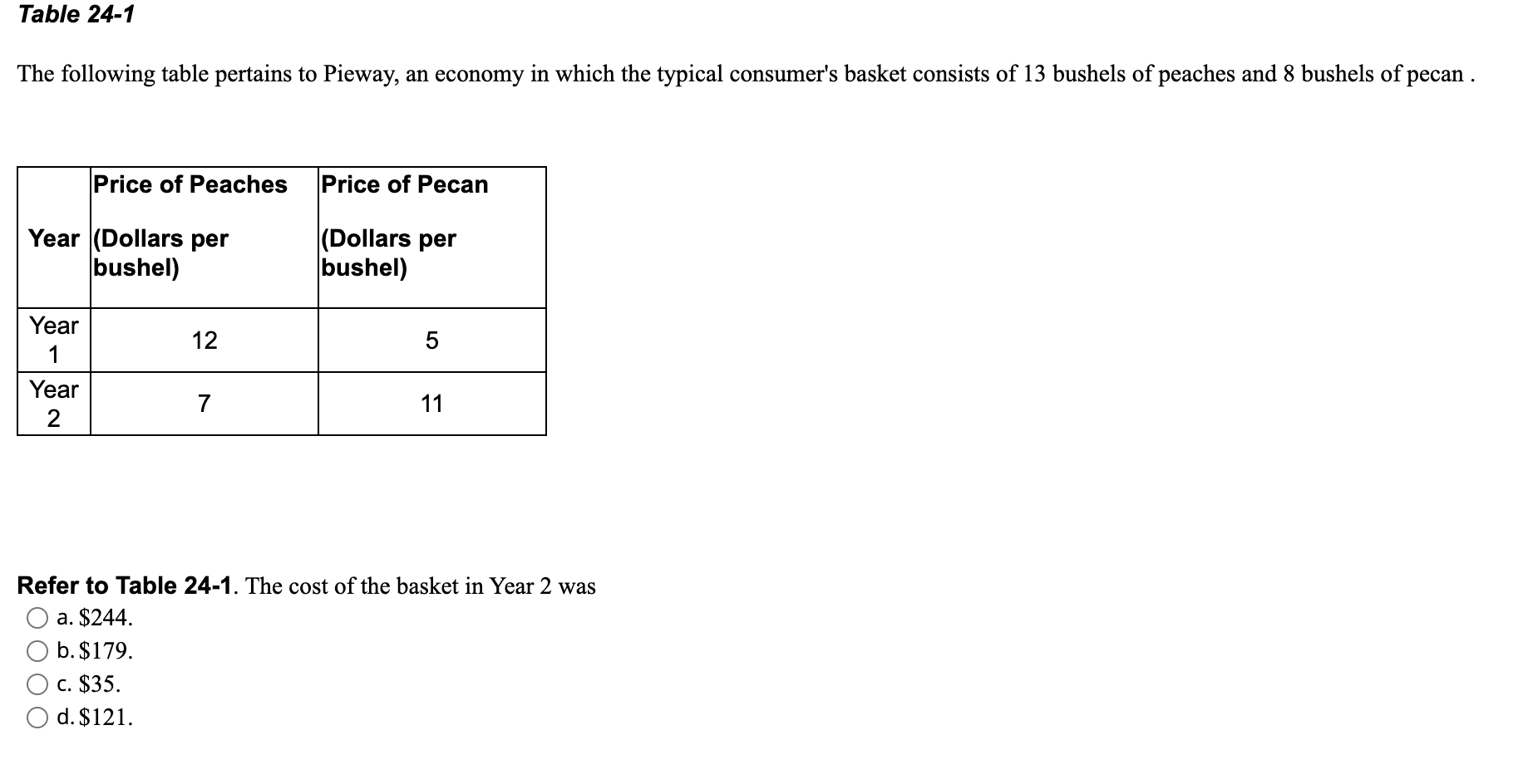 Solved Table 24-1the Following Table Pertains To Pieway, An 