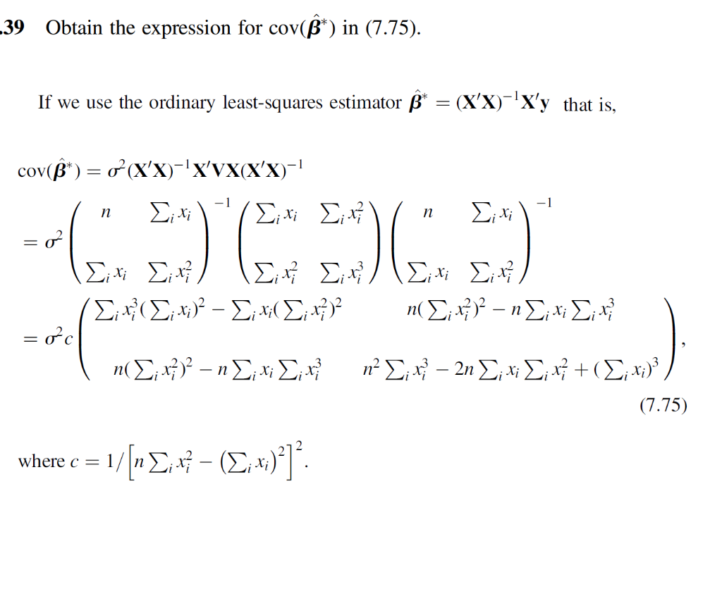 Solved 39 Obtain The Expression For Cov Ss In 7 75 If Chegg Com