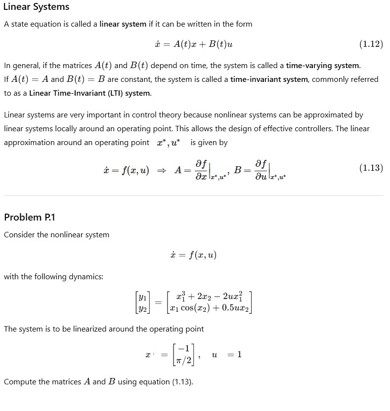 Solved Linear SystemsA state equation is ﻿called a linear | Chegg.com