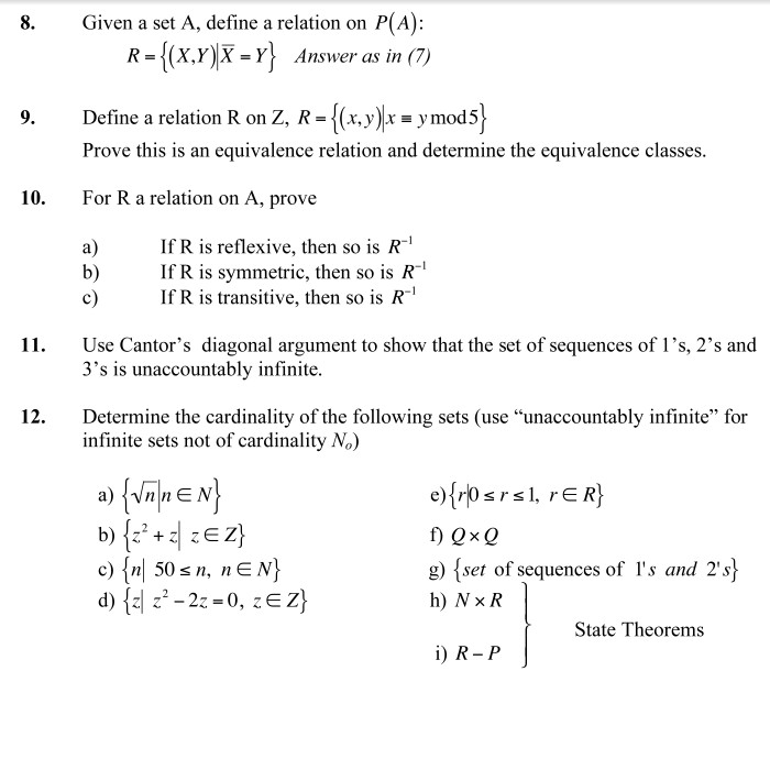 8 P A Given A Set A Define A Relation On R X Chegg Com