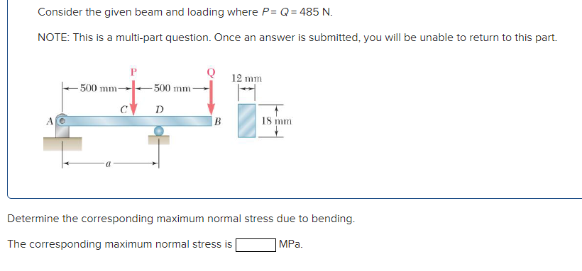 Solved Consider the given beam and loading where P= Q = 485 | Chegg.com