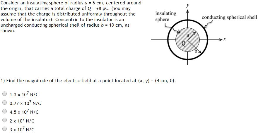 Solved Consider an insulating sphere of radius a = 6 cm, | Chegg.com