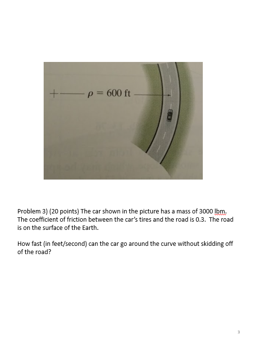 Solved + P = 600 Ft CD Problem 3) (20 Points) The Car Shown | Chegg.com