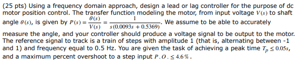 Solved 1 (25 pts) Using a frequency domain approach, design | Chegg.com