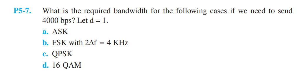 Solved 5-7. What Is The Required Bandwidth For The Following | Chegg.com