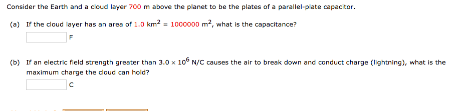 Solved Consider the Earth and a cloud layer 700 m above the | Chegg.com