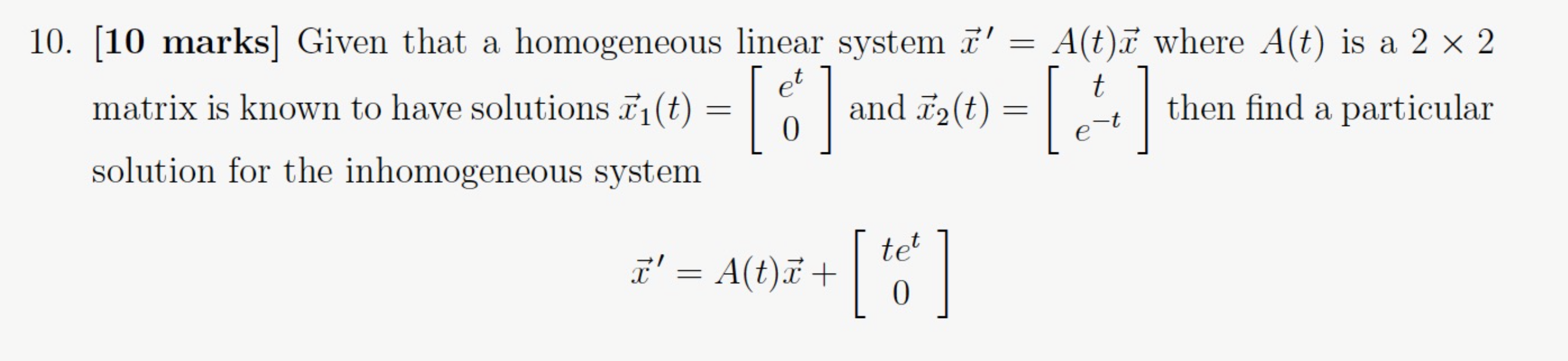 Solved 10. [10 marks] Given that a homogeneous linear system | Chegg.com