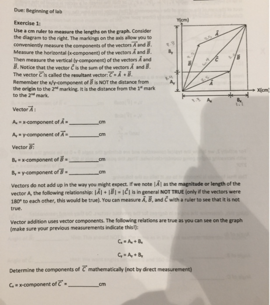 Solved Due: Beginning of lab Y(cm) Exercise 1: Use a cm | Chegg.com