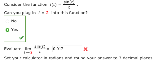 Solved t Consider the function f(t) = sin(t) Can you plug in | Chegg.com