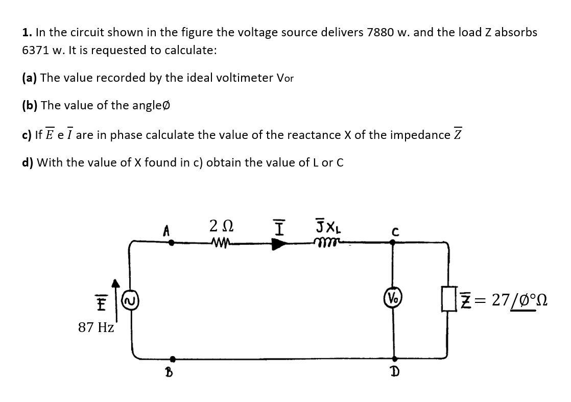 Solved 1. In the circuit shown in the figure the voltage | Chegg.com