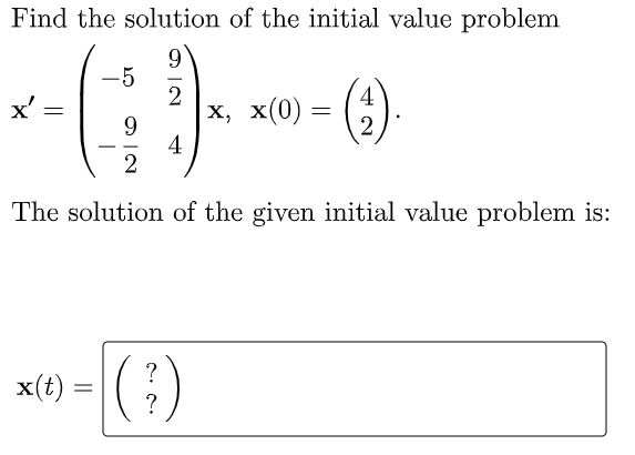 Solved Find the solution of the initial value problem 9 -5 2 | Chegg.com